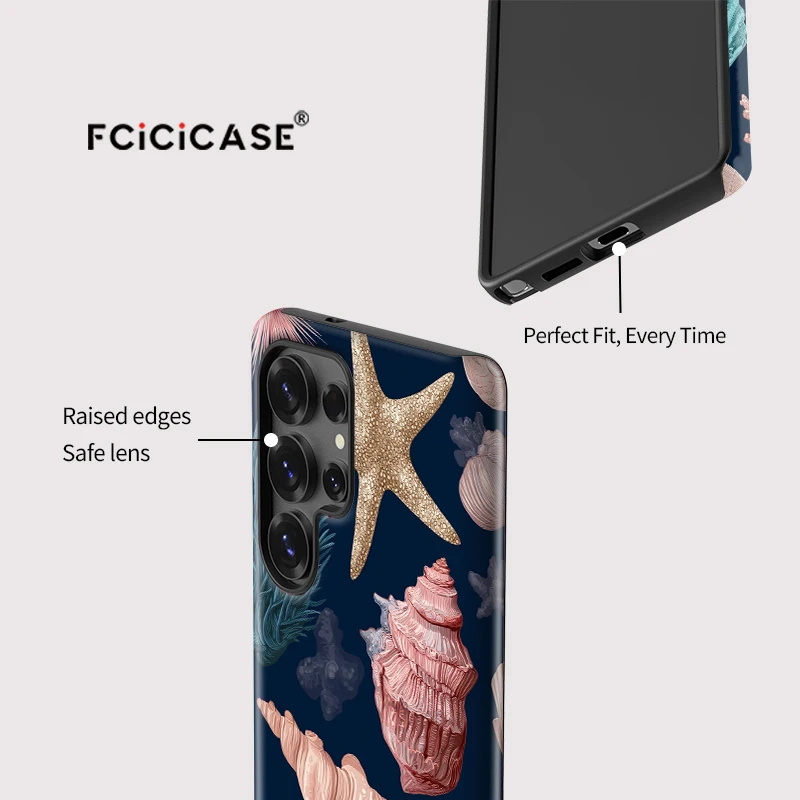 Fcicicase Seestern Conch Shell Muster Hülle für Samsung Galaxy S24 Plus S24+ S25 Ultra S20 FE S23 S 23, luxuriöse stoßfeste Abdeckung