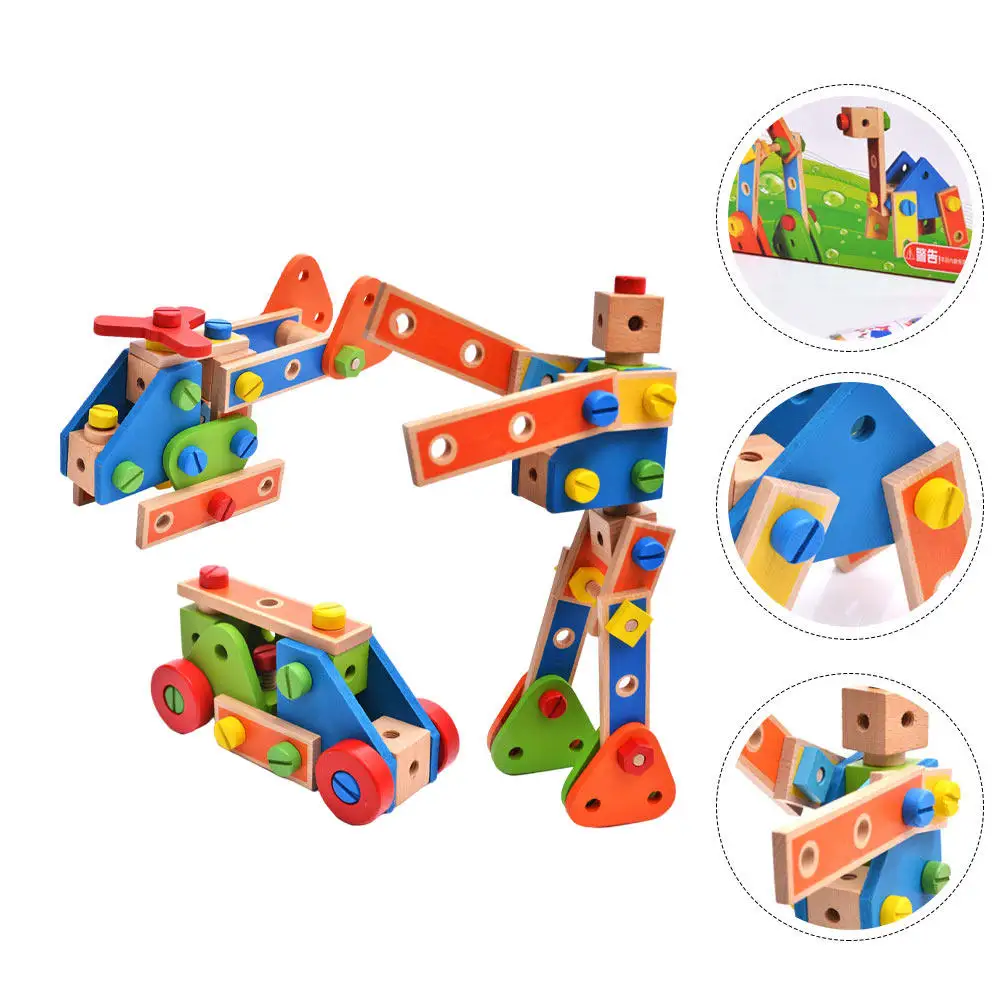 

Набор деревянных конструкторов-головок для сборки, креативная развивающая игрушка для детей и родителей, с отсоединяемыми винтами и гайками