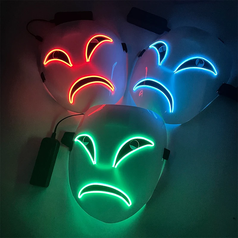 

New Design Japanese Anime Costumes Mask LED Neon Light Mask Flashing For Christmas Party