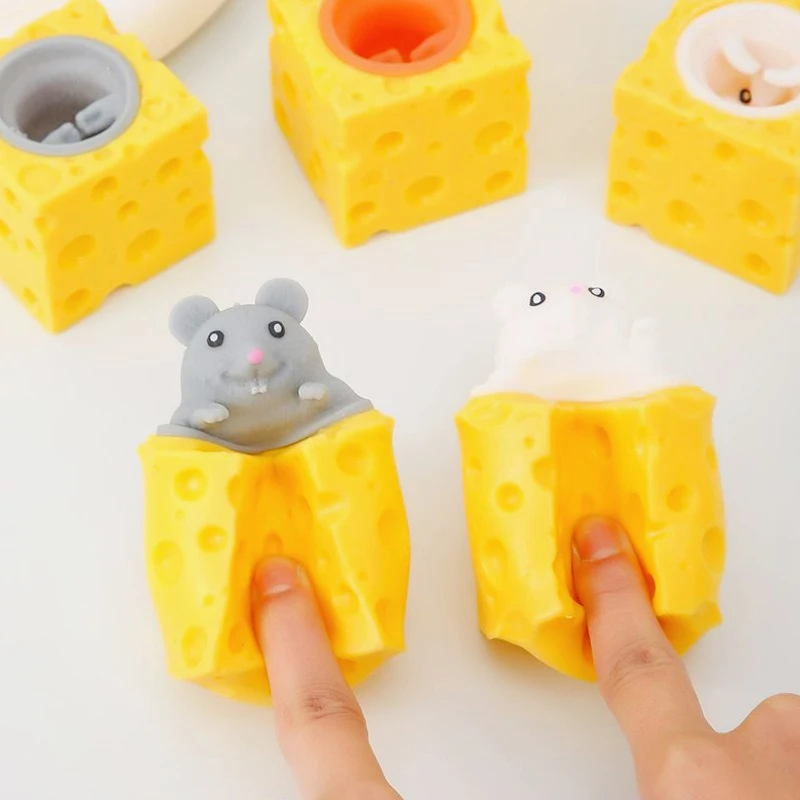New Cute little animal stress-relieving toys venting cheese mouse cup squeezable toy yellow human squirrel parody birthday gifts