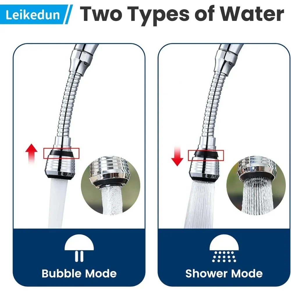 StainlessKitchen  Steel Faucet Sprinkler Water-saving Device Lengthening Rotating Splash Proof Sprinkler Spray Extender Bubbler