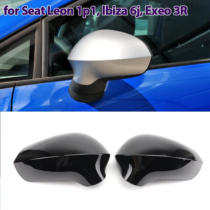 Carbon Fiber Style Black Rearview Side Mirror cover Caps for Seat Exeo 3R Leon 1P1 2009-2013 lbiza 6J 2008-2013 Replacement