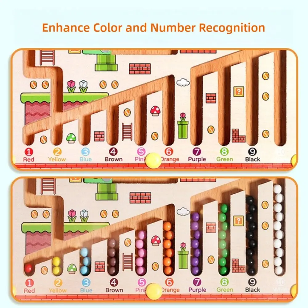 Multicolor Magnetic Number Maze Wooden Material Wood Color Sorting Fine Motor Skills Development Montessori Magnetic Games For