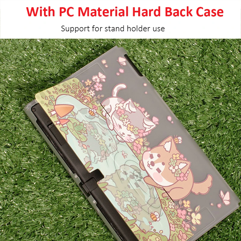 Dockable Case For Nintendo Switch OLED Cute Camping Cat Dog Protective Shell Hard PC Cover For Nintendo Switch Controller
