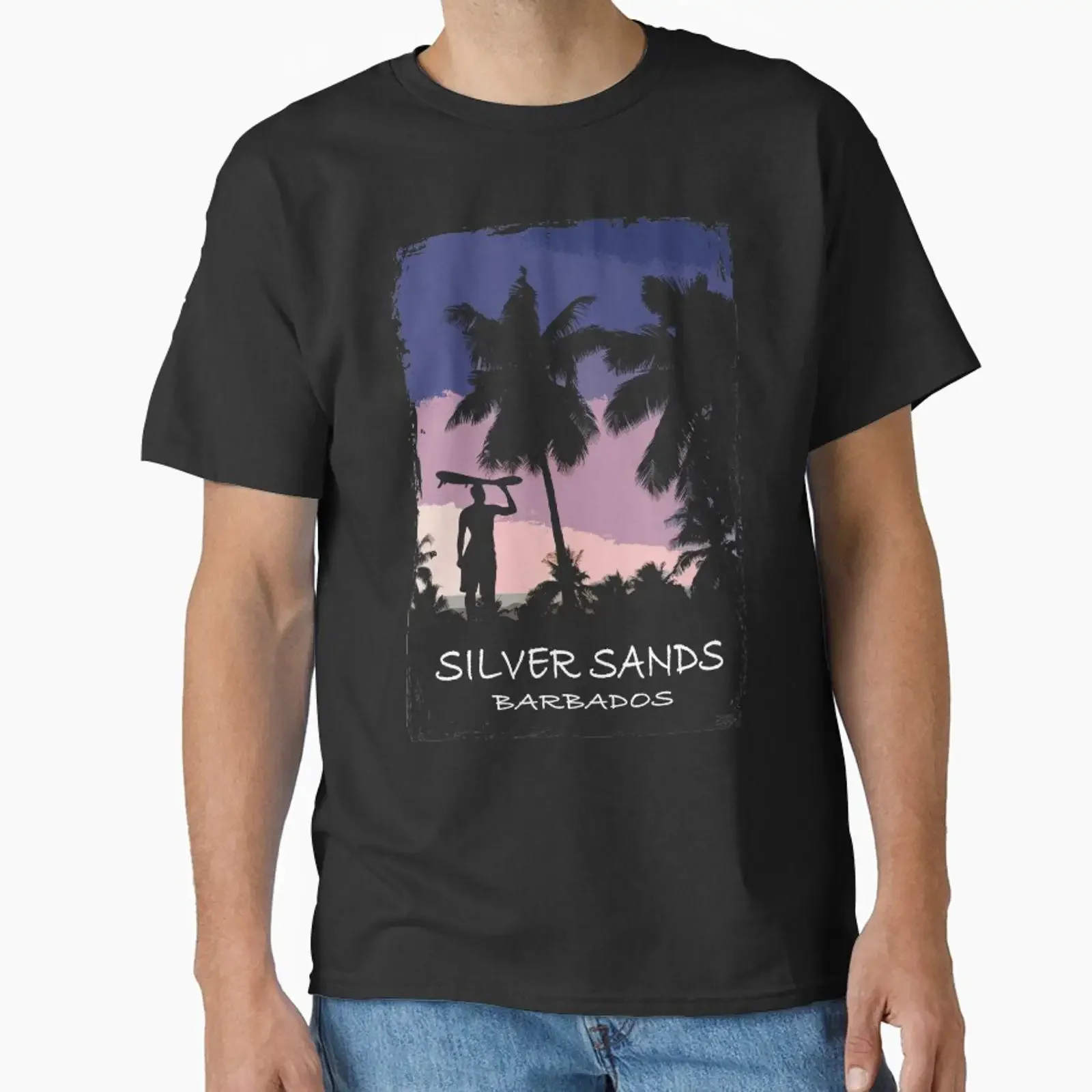 Silver Sands Barbados Surfing designed and sold by Port Stevens vintage Washed streetwear Breathable graphic Unisex Stretched