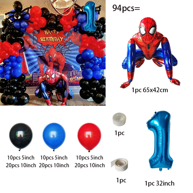 1set Spiderman Foil Balloon Arch Garland Kit Superhero Air Globos Birthday Party Baby Shower Decoration Boys Toy Gift