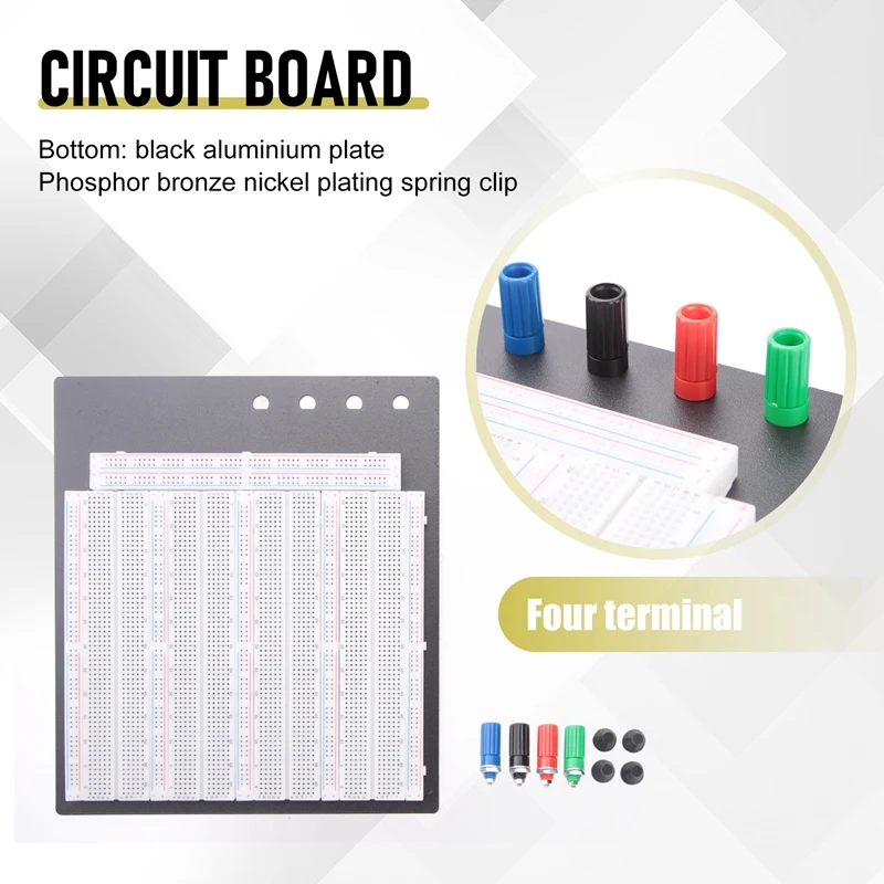 No Welding Solderless Breadboard Plate 3220 Tie-Points Test Circuit Board ZY-208 4Pcs 830 Points