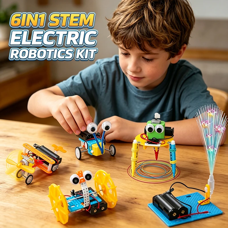 

6in1 Robotics Kit Science Experiments Project Activities Electronic Engineering Building Bricks Educational Toys Children Gift