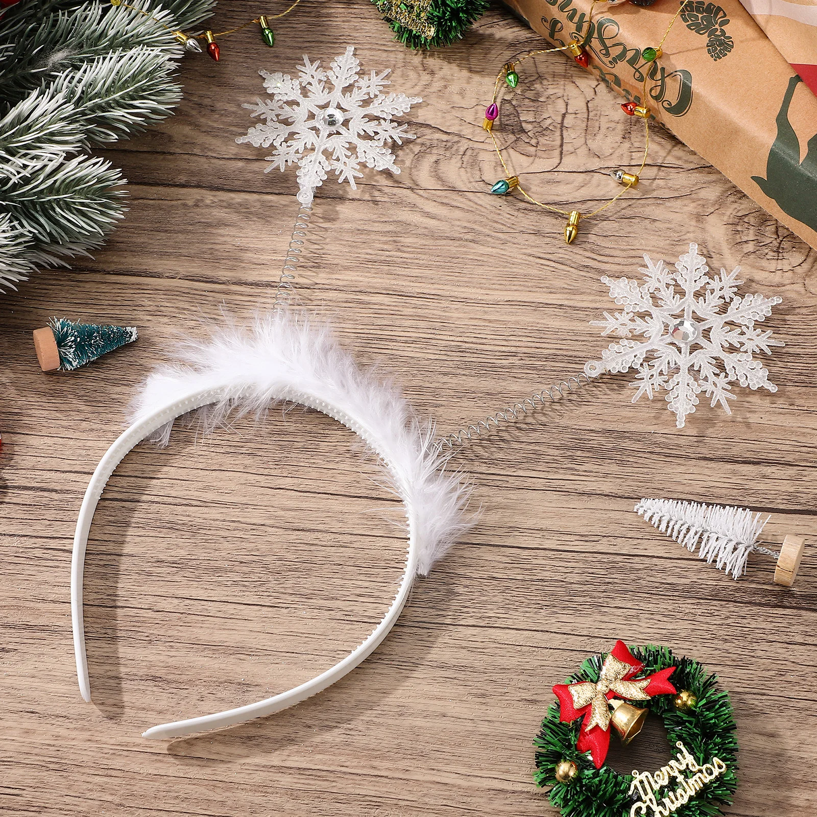 

Christmas Hair Band White Snowflake Headband Decorative Snowflake Hair Hoop Party Supplies Christmas Headwear Festival