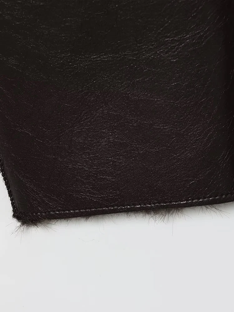 유럽 및 미국 스타일 2025 겨울 신상 여성 의류 루즈핏 다용도 양면 인조 가죽 재킷