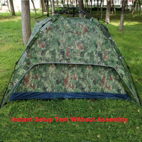 Camouflage tent for 2-3 people, double layer, rain and sun protection, outdoor camping, automatic, portable for picnic.