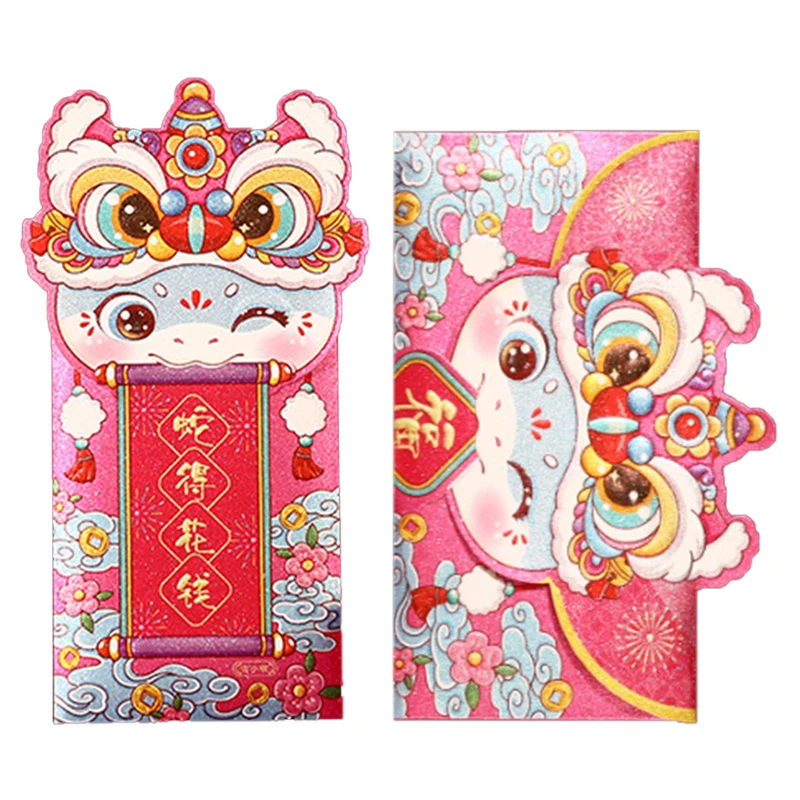 4 unids/set 2025 Año Nuevo Festival de Primavera sobre rojo año de serpiente china bolsa de dinero de la suerte paquetes rojos regalos de Año Nuevo