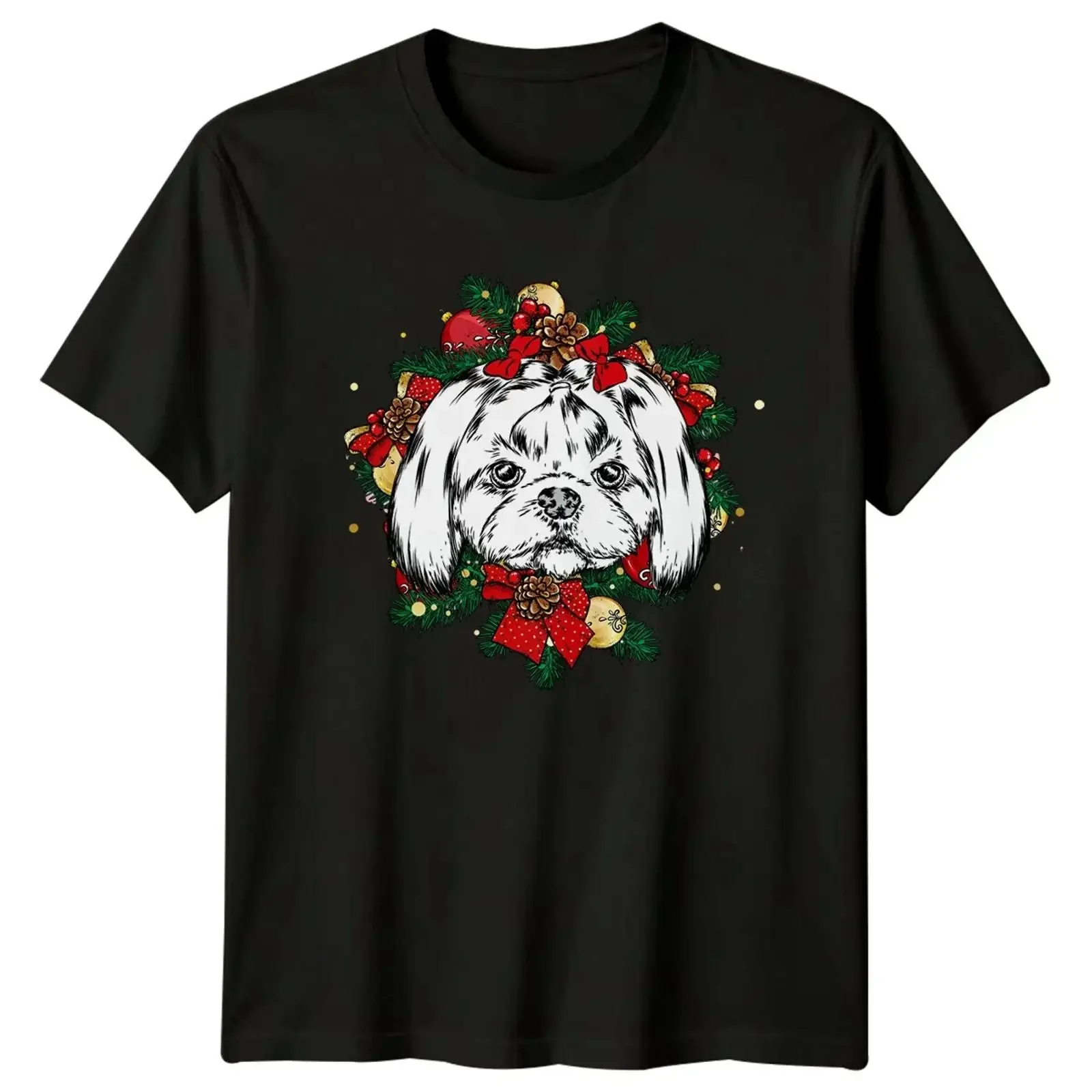 Shih Tzu Weihnachten Hunderasse Herren T Shirt Damen Grafik  vintage Washed designer clothes Versatile Breathable Soft