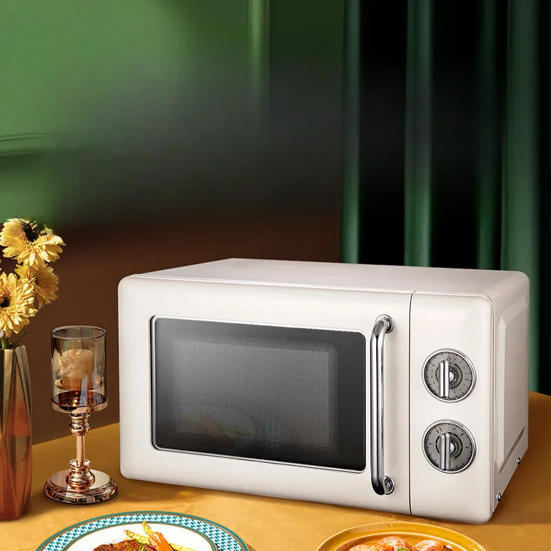 Retro turntable microwave oven, household small automatic microwave oven