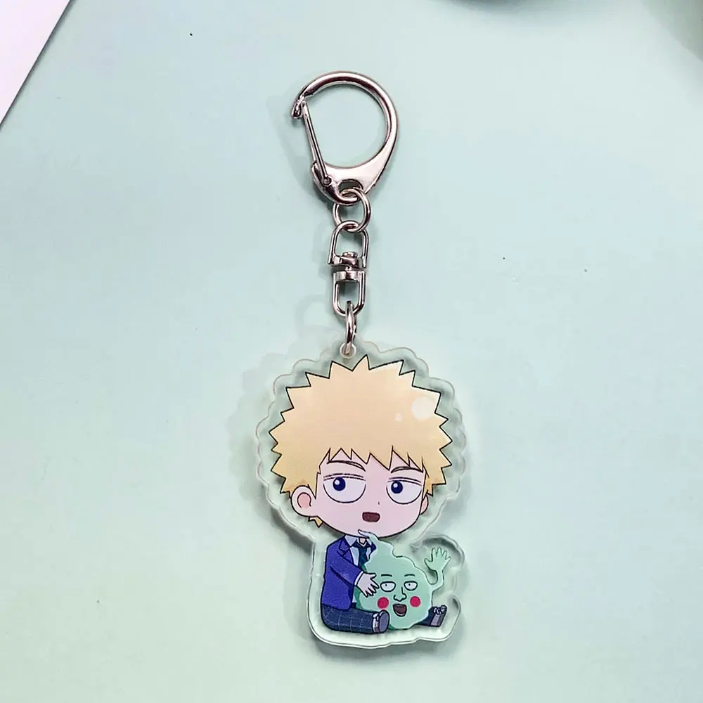 شخصيات أنيمي الغوغاء النفسي 100 الاكريليك سيارة المفاتيح اكسسوارات Kawaii حقيبة Charms ظهره قلادة حلقة رئيسية هدايا للأصدقاء