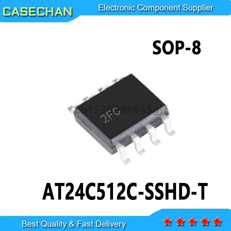 1PCS New and Original 2FC AT24C512 AT24C512C-SSHD-T  SOP8 512Kbit