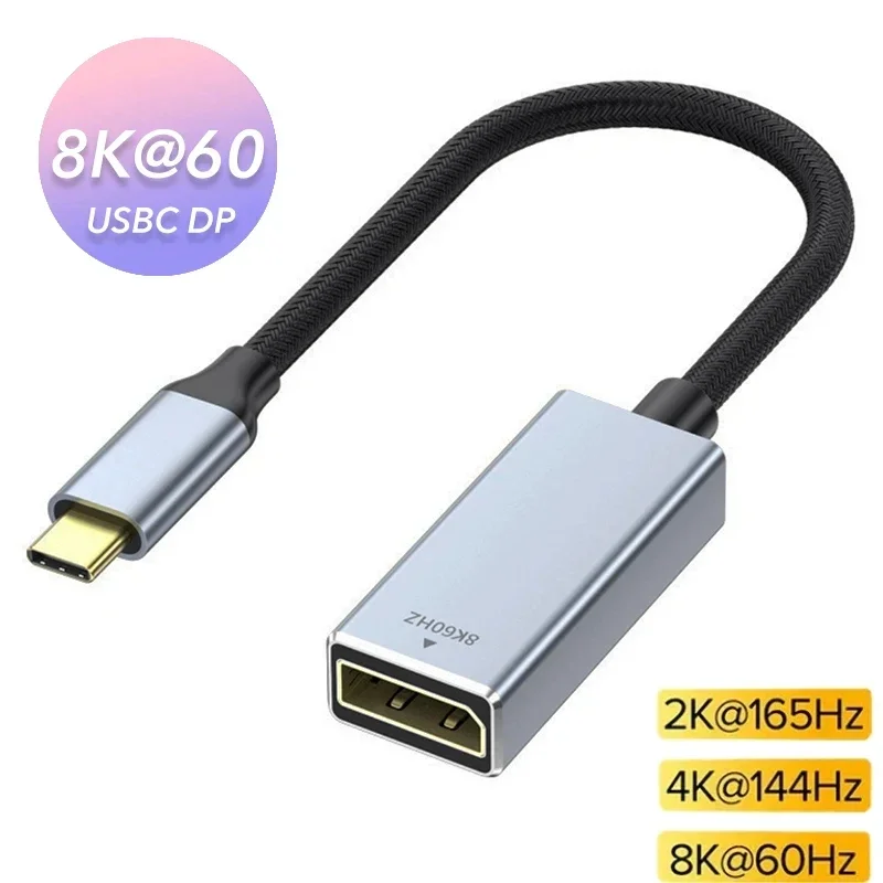 

USB 3.1 Type C To Displayport 1.4 Cable Converter DP 1.4 Female Adapter 8K@60Hz 4K@144Hz Display Port Video Adapter For MacBook
