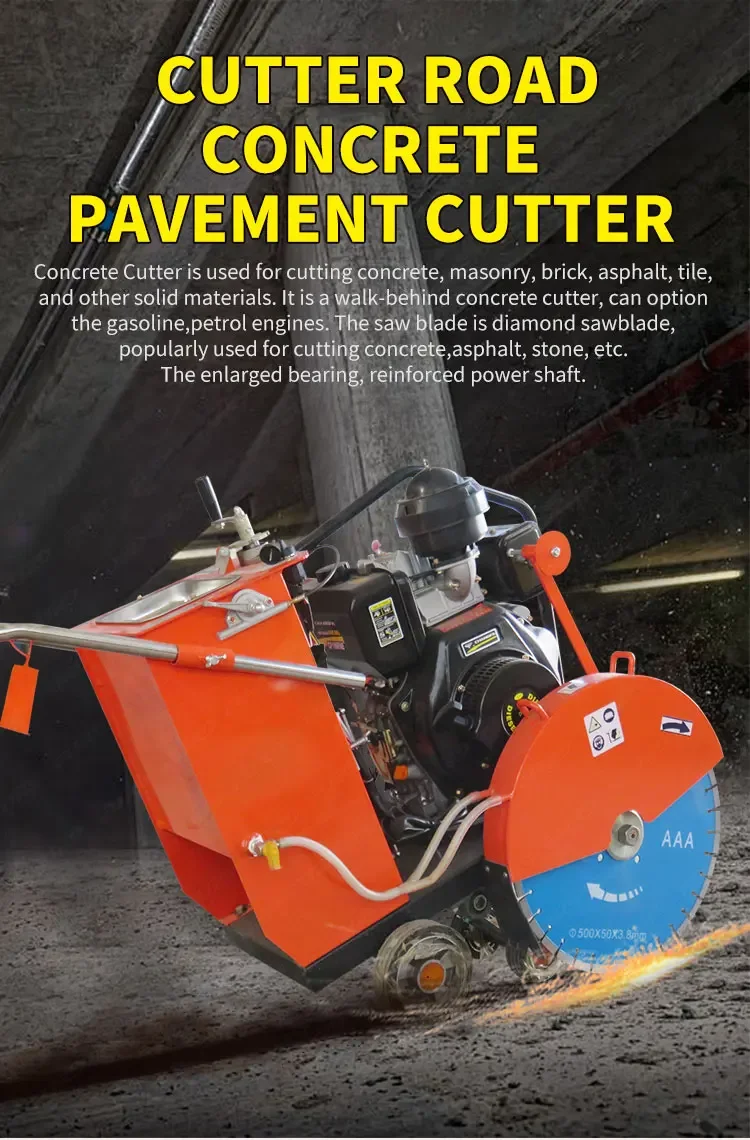 High Power  Road Cutter Machine 400 500 600 mm Blade Depth Concrete Road Cutting Machine road cutting saw machine Gasoline