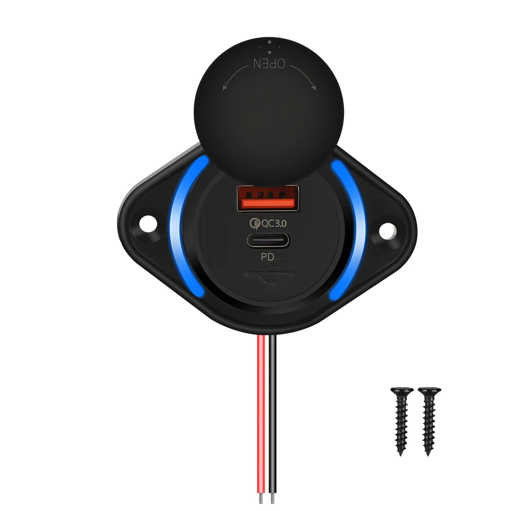 Neue Dual-USB-Autoladebuchse mit QC PD Schnellladefunktion und Schiebedeckel, 12V/24V 48W Schnellladegerät für Auto, Boot, Bus, Wohnmobil – Detail 6