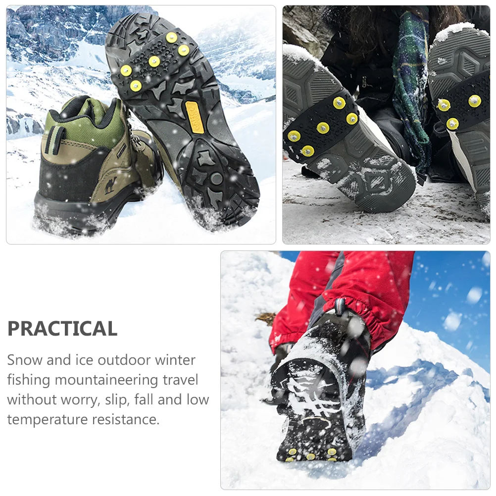 2 Sets Ice Shoes Grippers Crampons Non Slip Outdoor Climbing Equipment Steel Durable Protector Travel