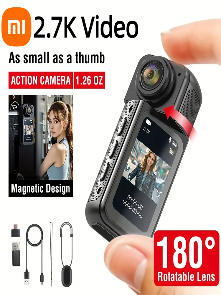 AliExpress MIJIA Xiaomi S70 Mini Recorder 2.7K Finger Action Camera Lightweight POV With Magnetic Belt 1.47 inch IPS Screen Bicycle Vlog Pet Cam
