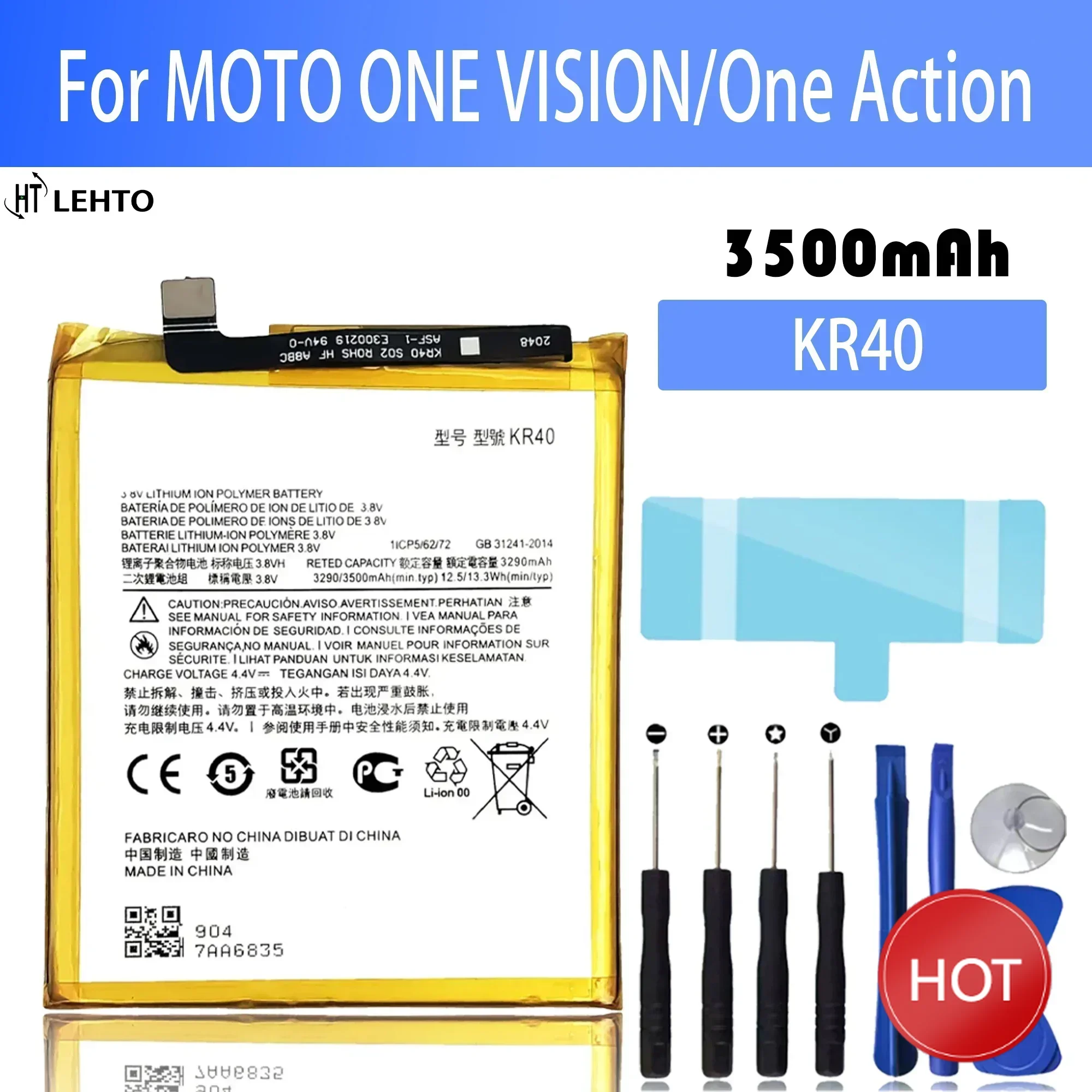 

100% новый телефон KR40 Аккумулятор для Motorola Moto One Vision XT1970 XT2013-1 XT1970-1