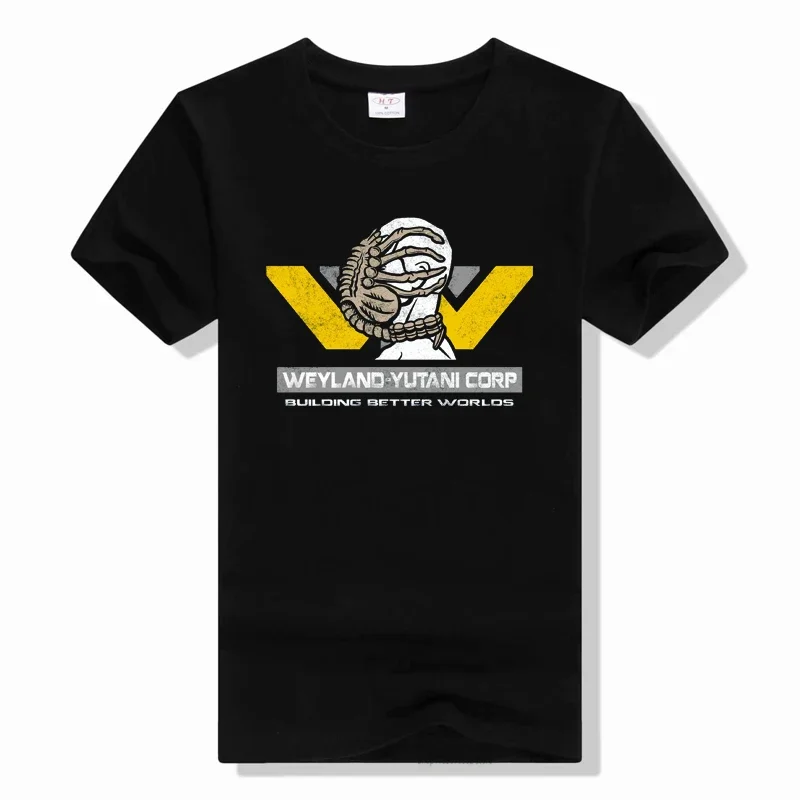 Vintage Aliens Nostromo Gold Tshirt Men Round Neck Cotton T Shirt Weyland Yutani CORP New tops tees