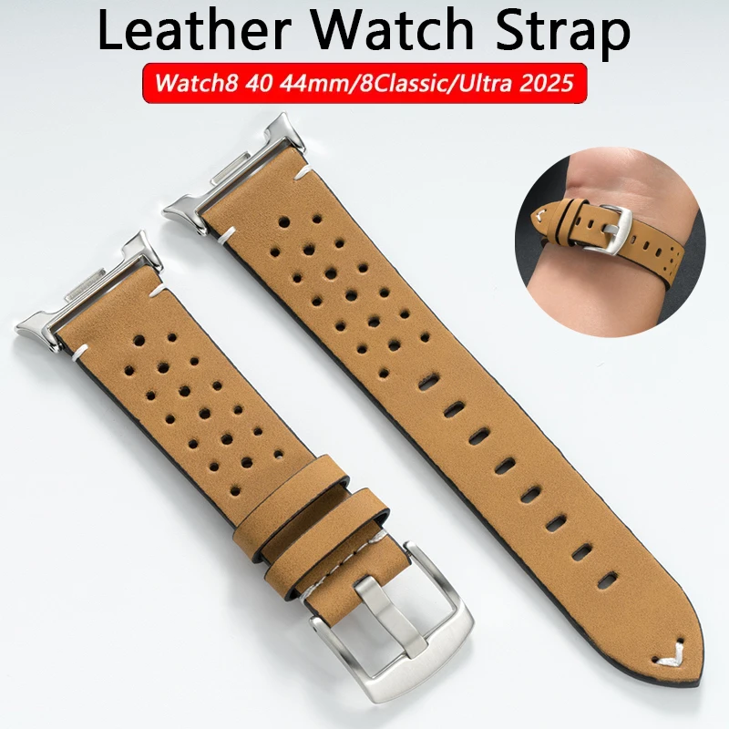 حزام جلدي لساعة سامسونج 8 الترا 2 ساعة 8 40 مللي متر 44 مللي متر رسمي لا فجوات الفرقة ل غالاكسي 8 الكلاسيكية 46 مللي متر سوار إكسسوارات