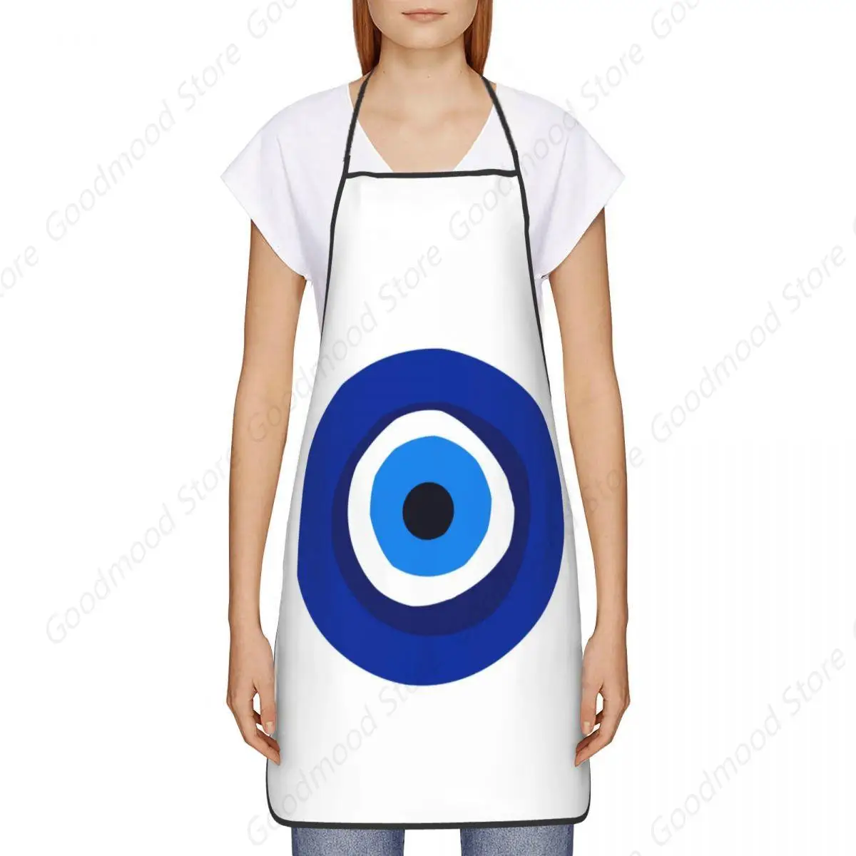 Unisex Greek Turkish Evil Eye Chef Cooking Baking Apron Men Women Mediterranean Style Tablier Cuisine for Gardening