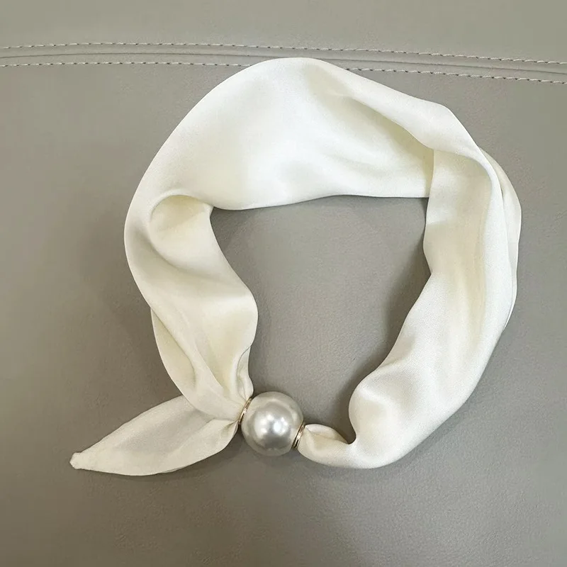 Elegante Parel Staart Magnetische Sluiting Sjaal 2025, Zomer Nieuwe Veelzijdige Ademende Mode Artistieke Accessoire Hals Wrap Sjaals