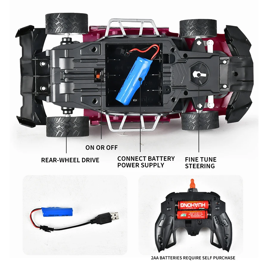 子供用リモコンスプレーカー,2.4g,クールライト,音楽シミュレーション,スポーツカー,男の子のおもちゃ,バケーションギフトに適しています