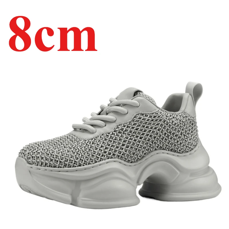 

Спортивная обувь с сеткой для женщин, повседневные кроссовки на толстой платформе, увеличенные 8 см, удобные и дышащие туфли-лифты
