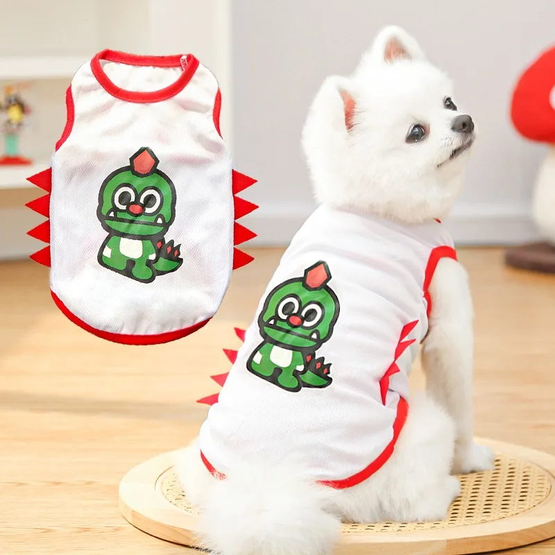 

Outdoor Sunscreen Pet Vest Mesh Dinosaur Dog Clothes Summer Yorkshire Sleeveless T-Shirt Puppy Breathable Pullover