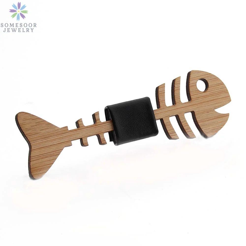 SOMESOOR pajarita de hueso de pescado de bambú, corbata de mariposa tallada ahuecada de madera Real grabada, traje de boda de fiesta para hombres,
