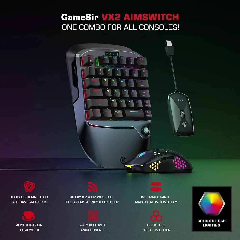 

LHGamesir VX2 Aimswitch Wireless Keyboard and Mouse Adapter for Xbox One / PS4 Switch / PC for PUBG Call of Duty