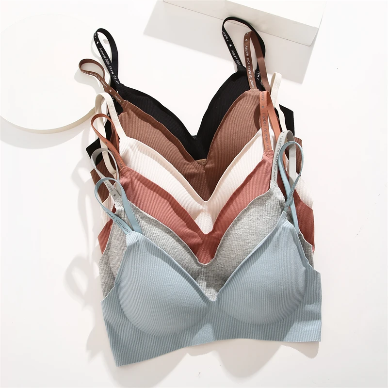 4pcs Women Wireless Deep V Bra - Bralette Triangle Set ulasan dan harga
