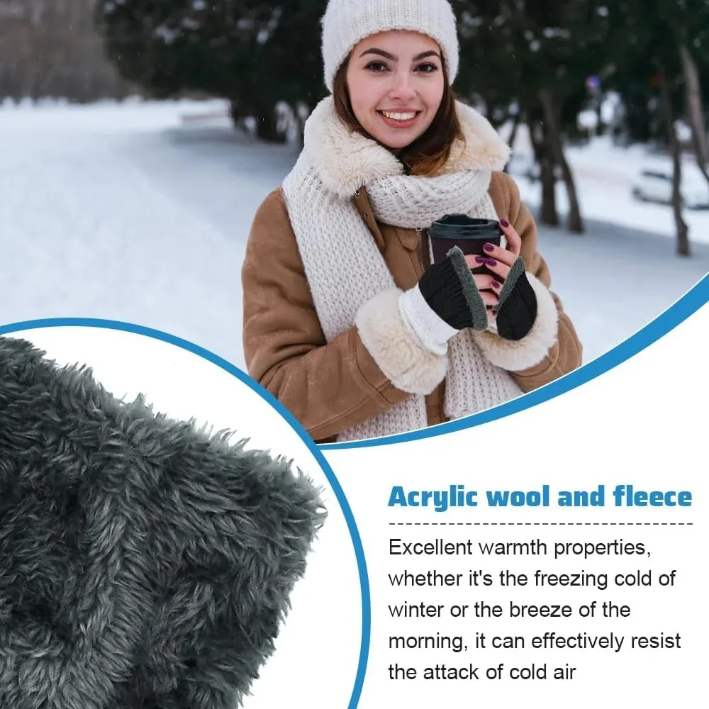 للجنسين الشتاء الخريف أصابع قفازات قصيرة دافئة رقيق قفازات الصوف اصطف مطاطا كم يغطي للطقس البارد
