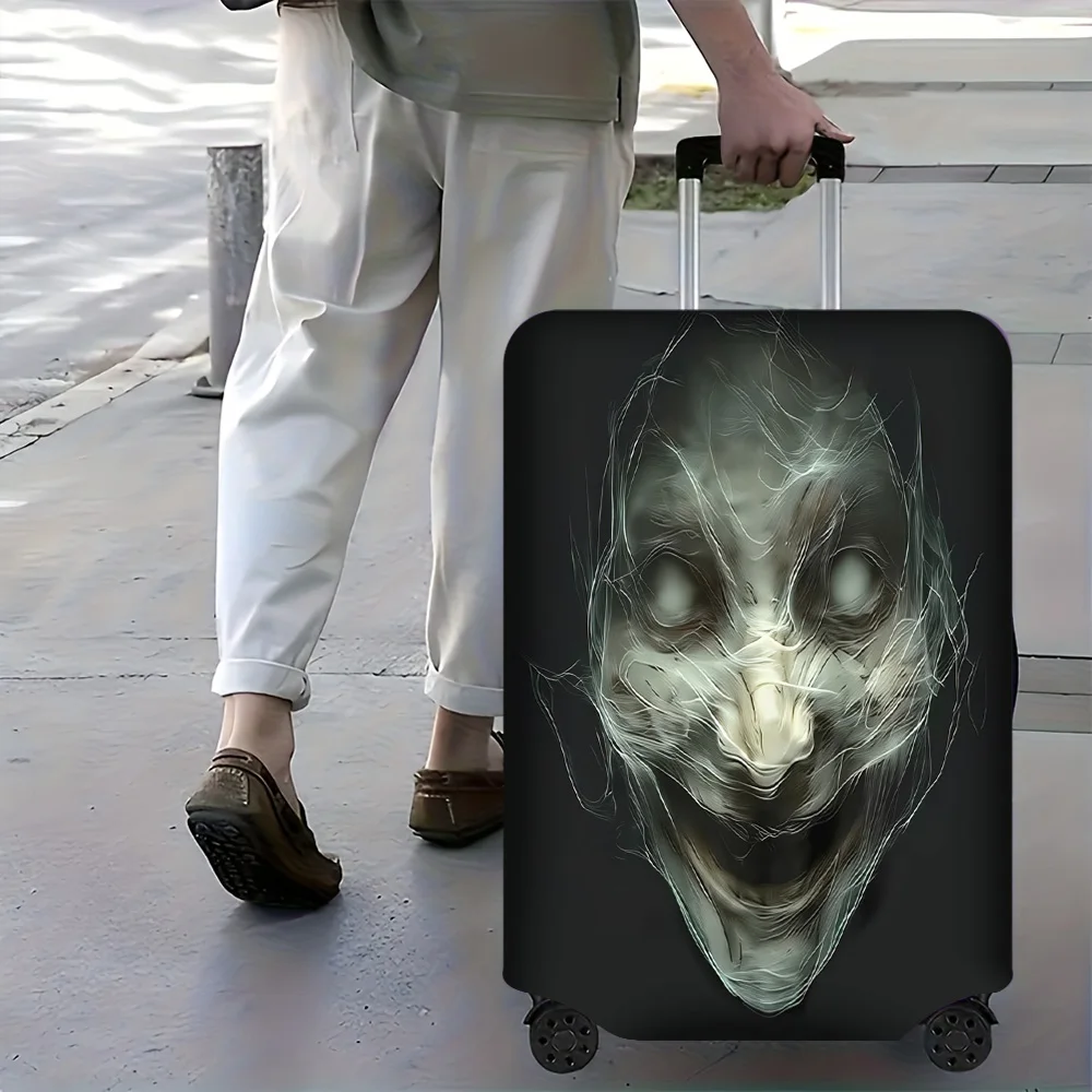 1pc Spooky Ghost Face Luggage Cover. Fits 18–32-inch suitcases; effectively protects your luggage.