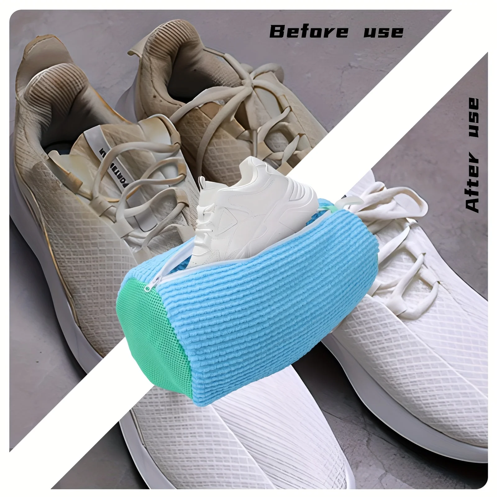 Hochwertiger Mesh-Schuhe-Waschbeutel mit Reißverschluss, weiche Innenausstattung schützt Sneakers und Freizeitschuhe in Waschmaschine und Trockner, perfekt für Reisen und Aufbewahrung, praktisch für den täglichen Gebra – Detail 17