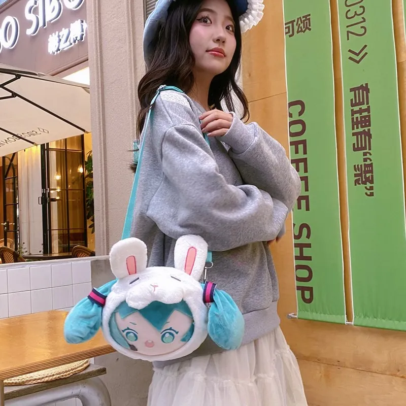 Anime Hatsune Miku Q Version kawaii Cotton Doll Backpack Single shoulder crossbody bag Mobile phone bag Doll Toys decorate Gifts