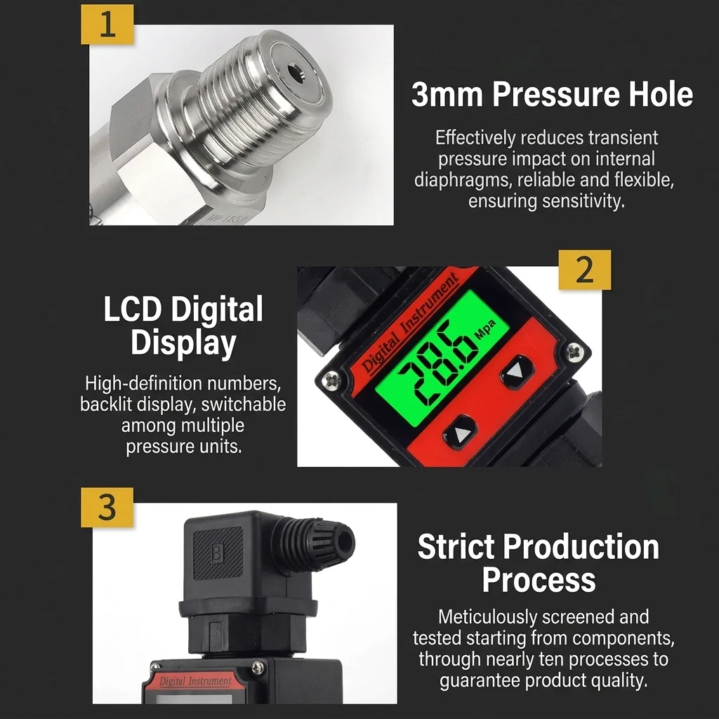 G1/4 Digital Pressure Transmitter -1-0bar 10bar 25bar 50bar 600bar Pressure Gauge Digital Display 1-5V 4-20mA 0-10V 0-5V RS485
