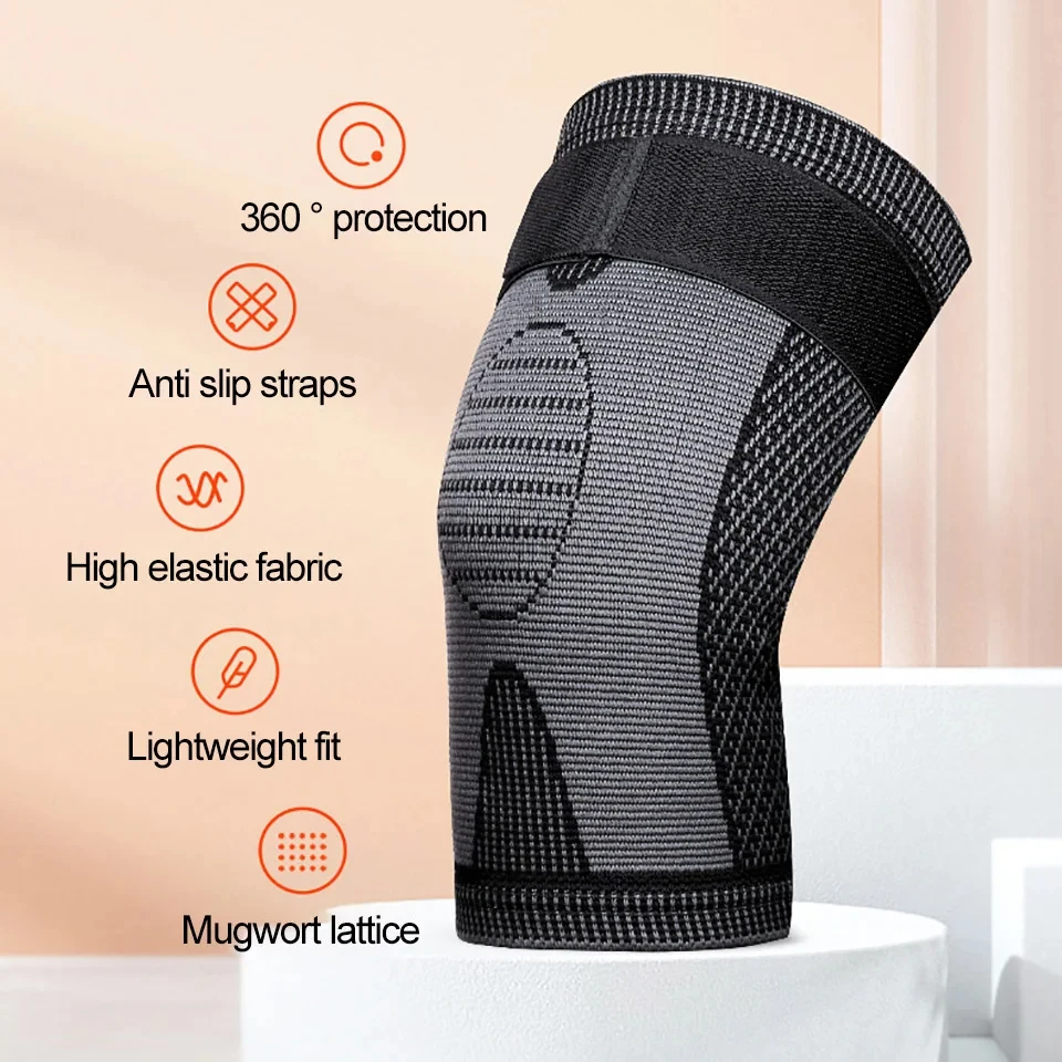 1Pair Wormwood Self-heating Bandage Knee Pad Knee Brace Leg Warmer for Rheumatism Arthritis Joint Pain Improve Blood Circulation