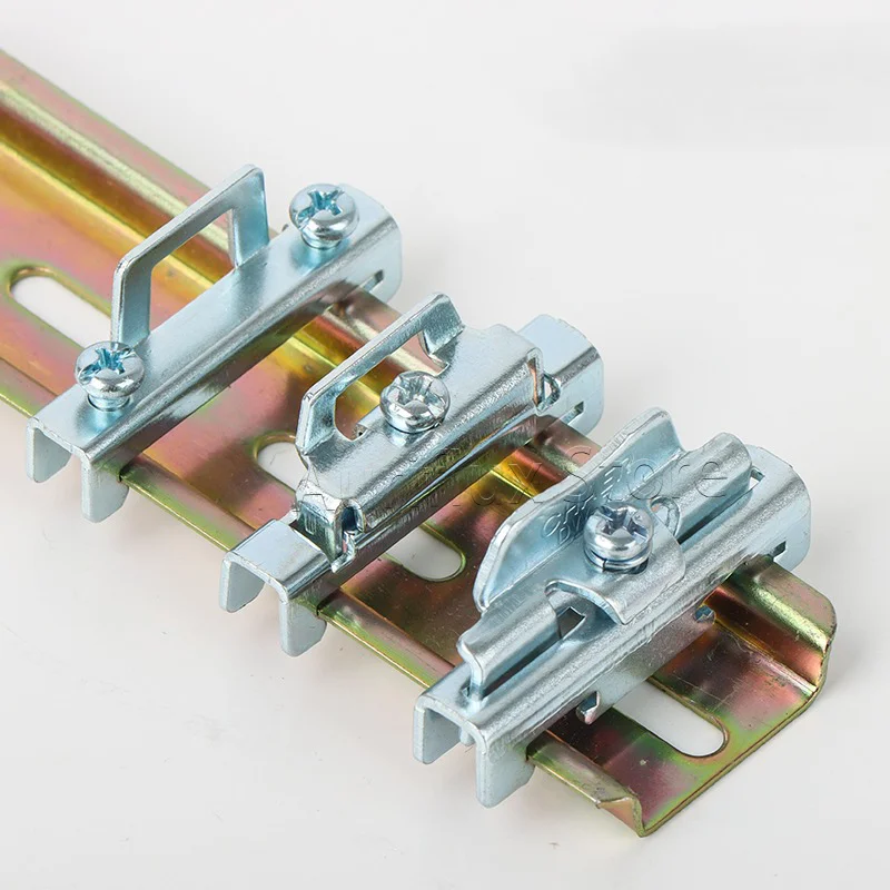 10 pcs 35mm DIN Rail Fixed End Stop - Steel, Screw Mounted, Zinc Plated