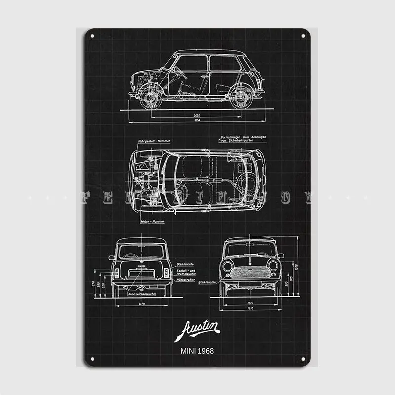 Austin Mini 1968 Metal Sign Wall Pub Designing Club Bar Plates Tin Sign Posters