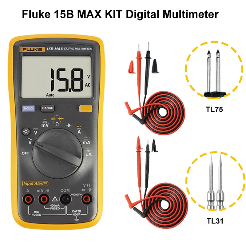 Newest Fluke 15B Max Fluke 17B Max Digital multimeter AC/DC Voltage Current Capacitance Ohm Temperature tester Auto/Manual Range