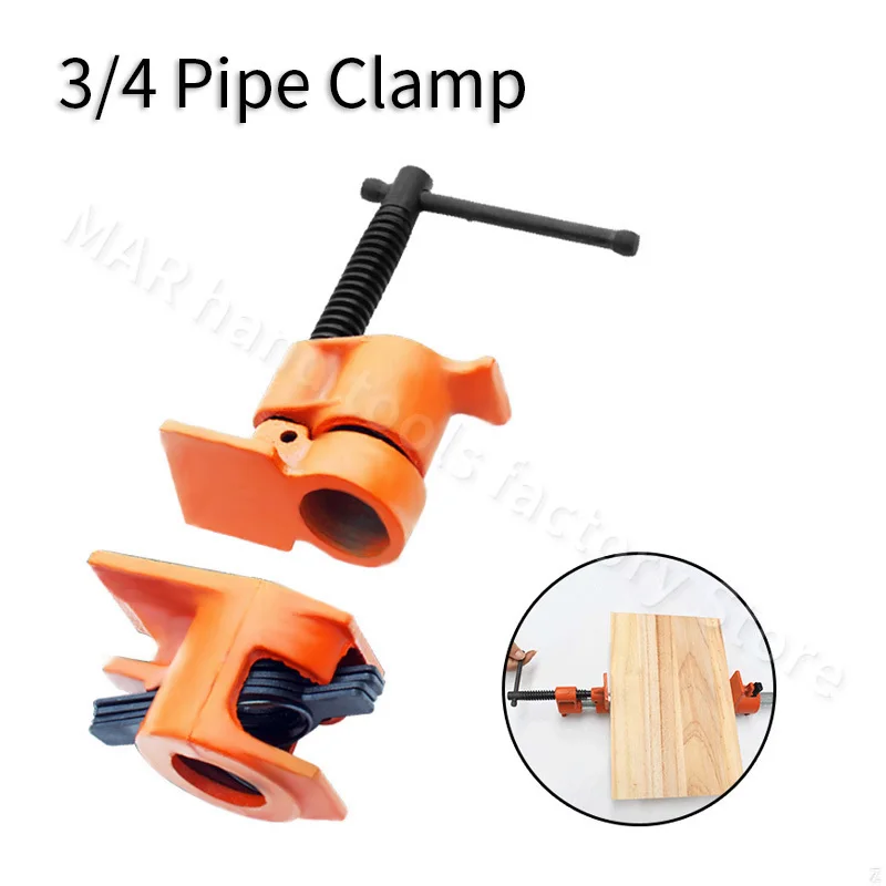 3/4 ”Kẹp Ống Gỗ Dày Thép Gỗ Dán Màn Hình Ống Đầu Kẹp Thợ Mộc Dụng Cụ Cầm Tay 2 Cái 4 bộ