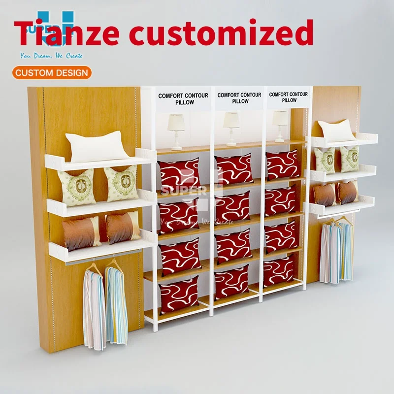 (Customized) Freestanding Home Textile Shop FurnitureModern Design MDF Pillow Display Rack