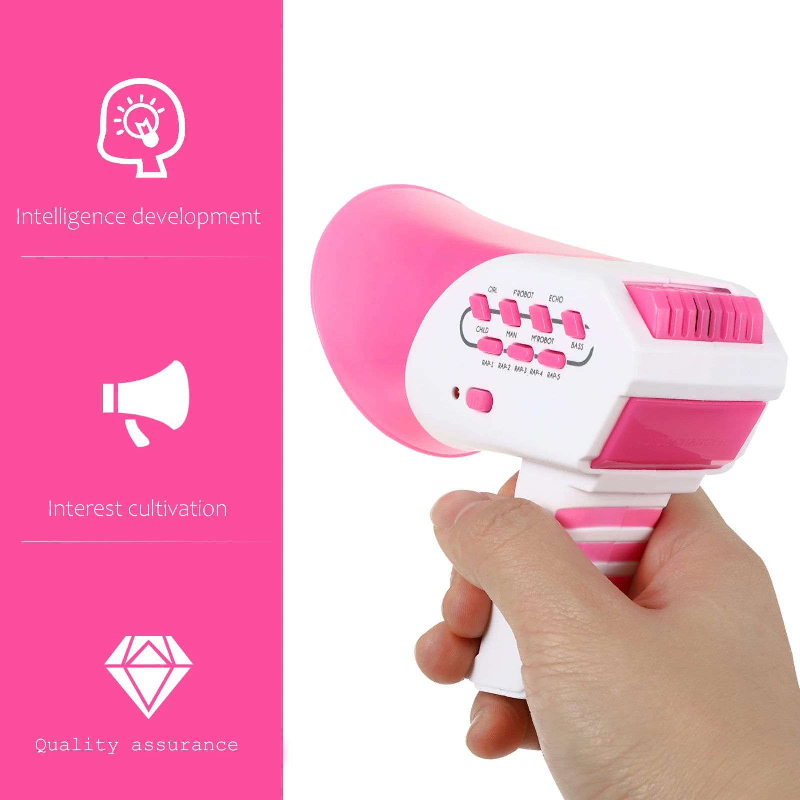 قطعة واحدة من جهاز مغير الصوت التنكري الشفاف للأطفال والأولاد والبنات هدية لحفلات الهالوين - لعبة مغير الصوت الوردي #2