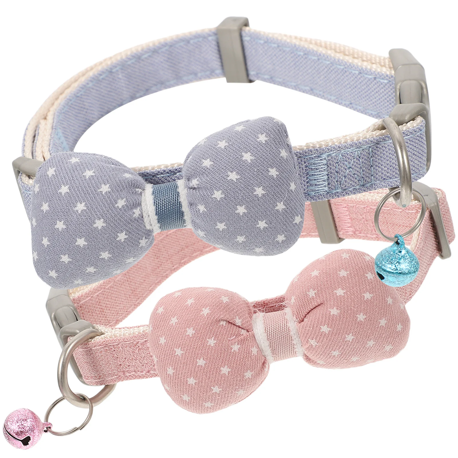 

2pcs Cat Bell Bowknot Collar Adjustable Necklace For Cats Durable Safe Lovely Pet Supply Decorative Collar For Pet
