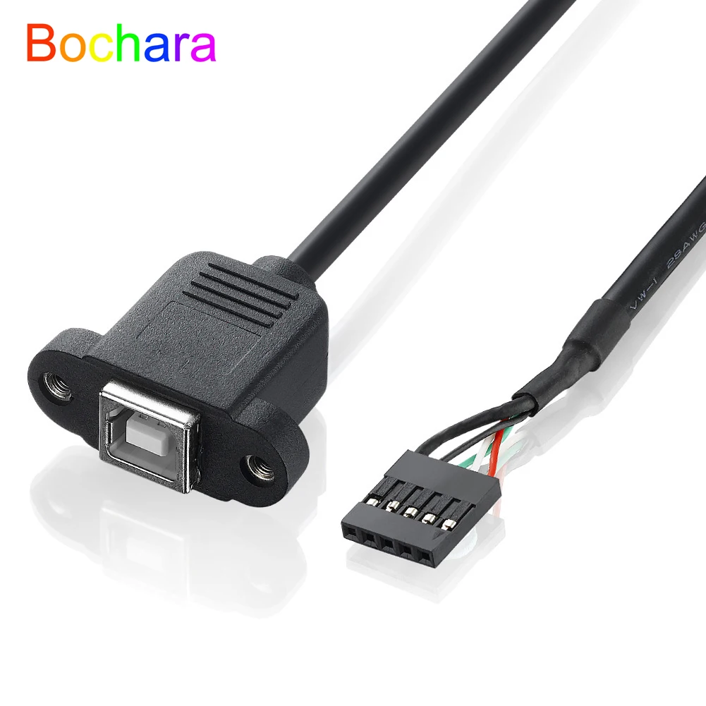 Bochara 30cm DB 2.54mm 5Pin Header Female to USB 2.0 Type B Female F/F With Screw Panel Mount Cable